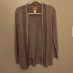 Ruby Rd women's Sparkly Cardigan Sweater In Gray Size PS